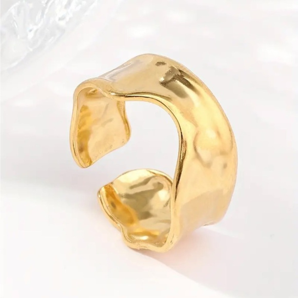 Gold Tone Sculptural Cuff Bracelet Modern Minimalist Statement Jewelry NWT